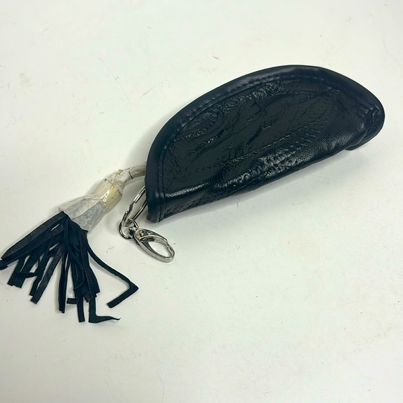 Handbags - Vintage Black Leather Keychain Bag | Simple Clasp Zipper Bag | Travel Hide NEW